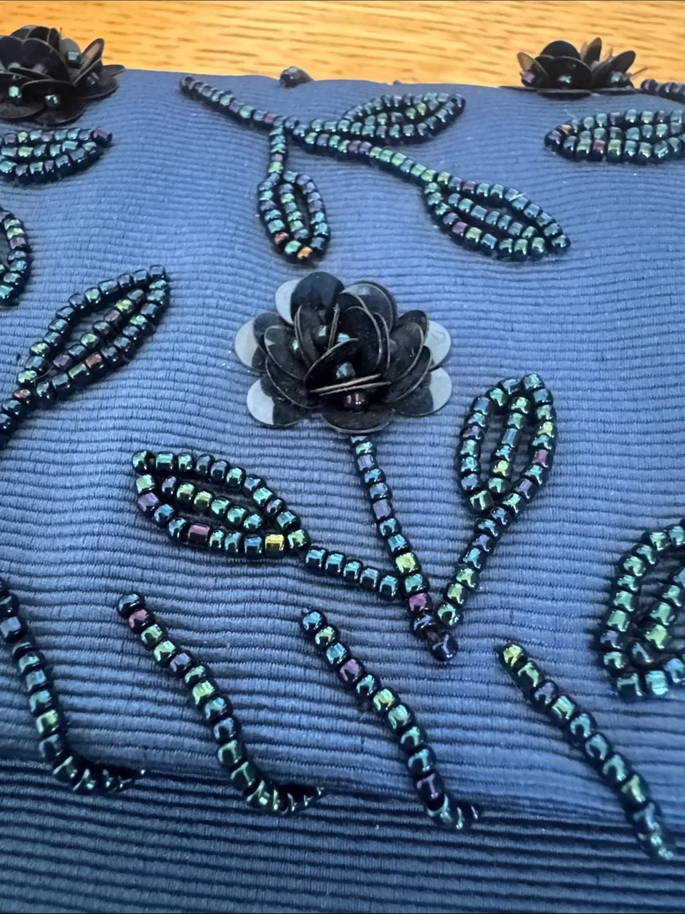 Franchi NWT Saks Fifth Avenue Blue Bead Floral Rosette Evening Cocktail Bag Y2K